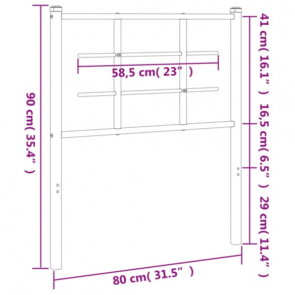 Tête de lit métal blanc 75 cm