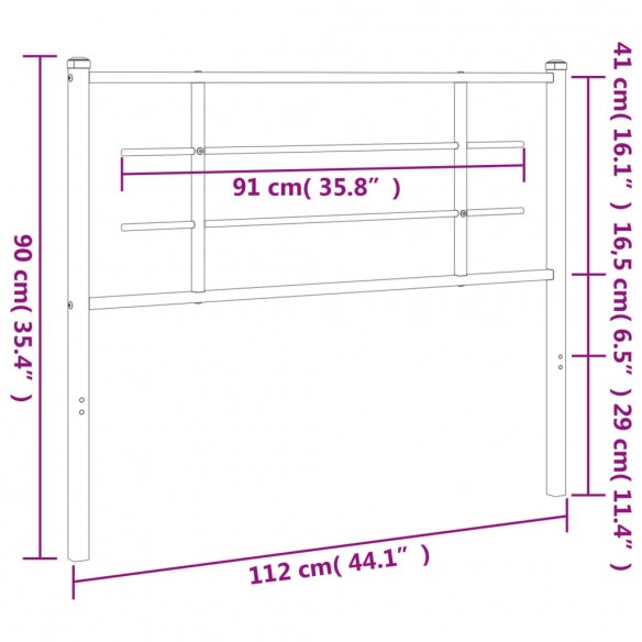 Tête de lit métal noir 107 cm