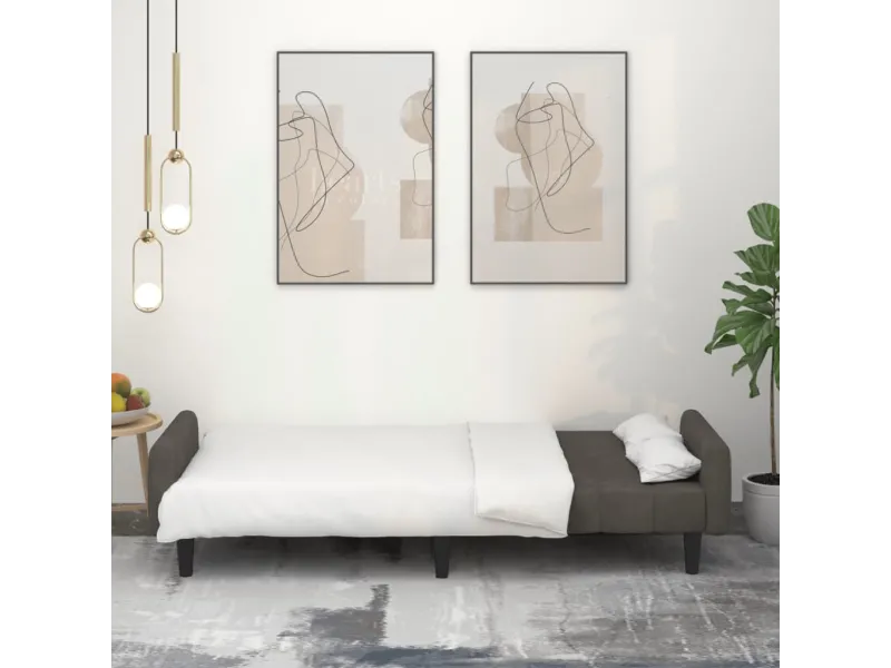 Canapé-lit à 2 places gris foncé velours