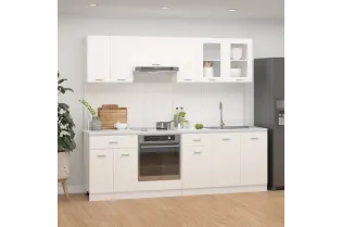 Ensemble de meubles de cuisine 8 pcs Blanc Aggloméré