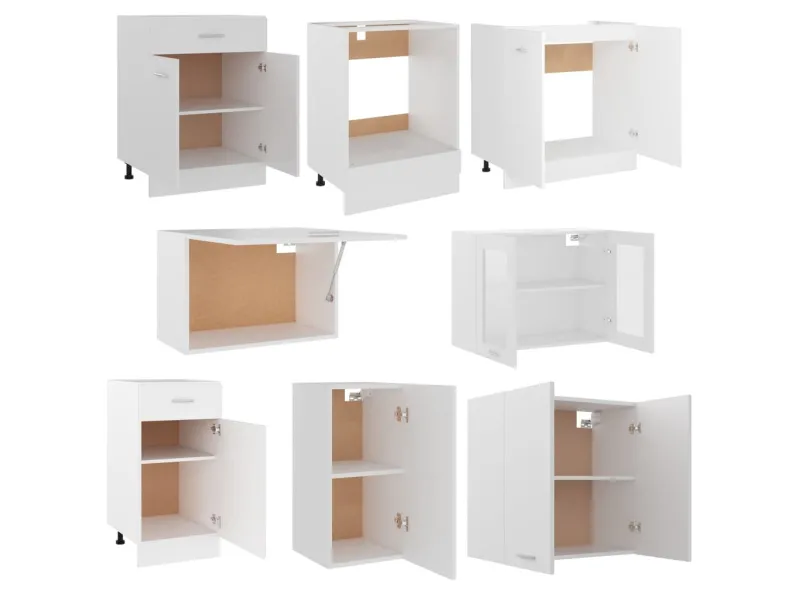 Ensemble de meubles de cuisine 8 pcs Blanc Aggloméré