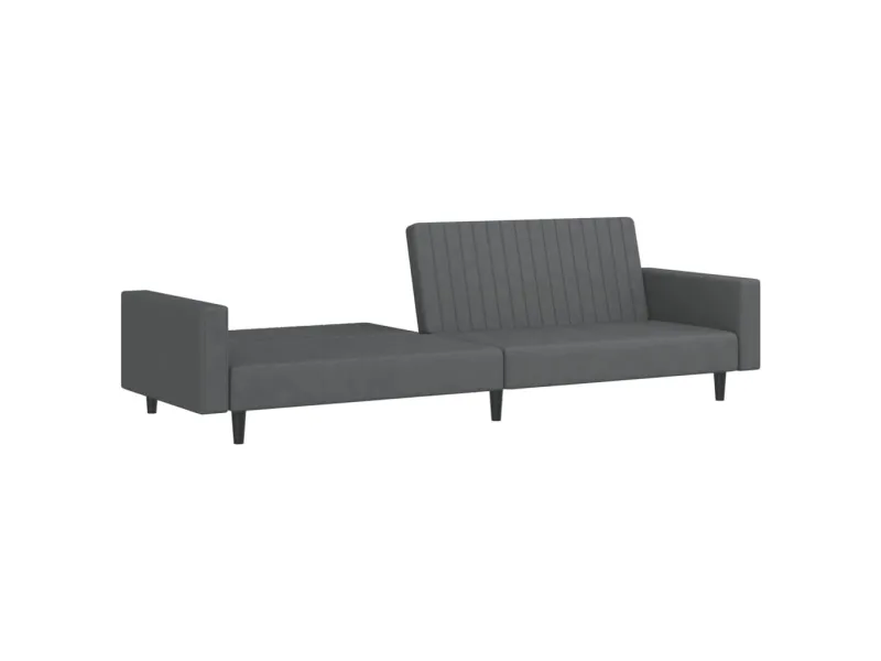 Canapé-lit à 2 places gris foncé velours