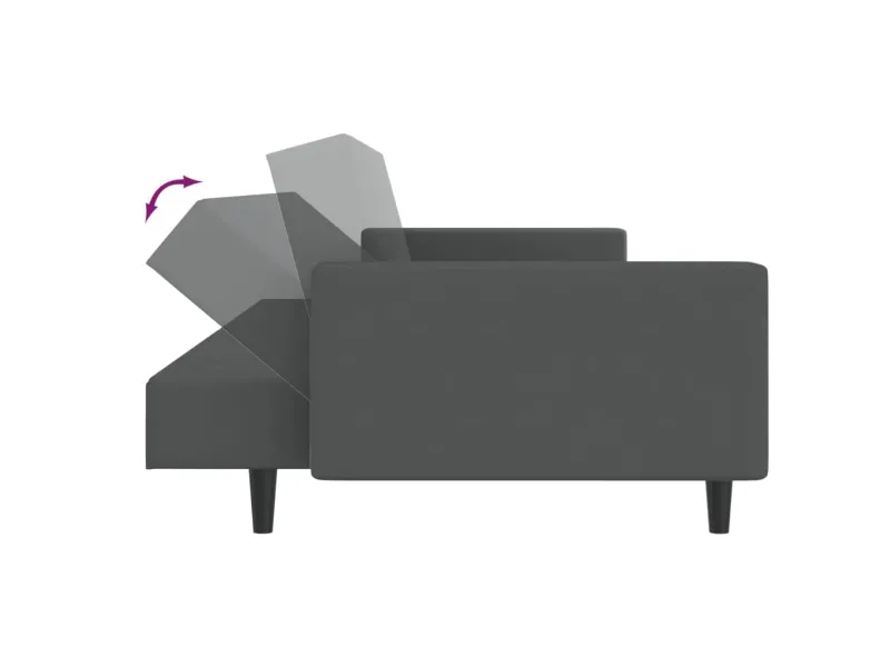 Canapé-lit à 2 places gris foncé velours