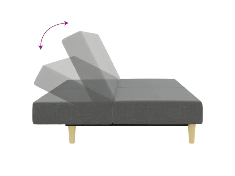 Canapé-lit à 2 places avec repose-pied gris foncé tissu