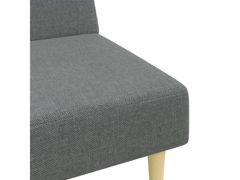 Canapé-lit à 2 places avec repose-pied gris foncé tissu