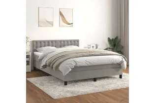 cadre de lit et matelas Gris clair 140x200cm Velours