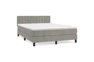 cadre de lit et matelas Gris clair 140x200cm Velours 2