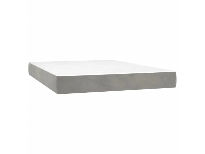 cadre de lit et matelas Gris clair 140x200cm Velours