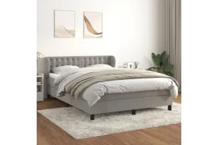 cadre de lit et matelas Gris clair 140x200cm Velours