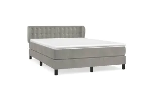 cadre de lit et matelas Gris clair 140x200cm Velours 2