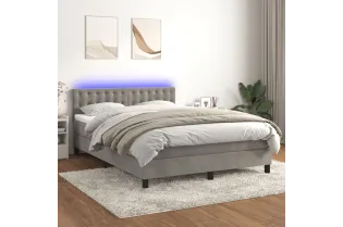 cadre de lit avec matelas LED Gris clair 140x200 cm