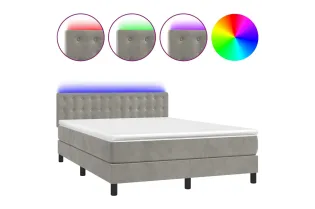 cadre de lit avec matelas LED Gris clair 140x200 cm 2