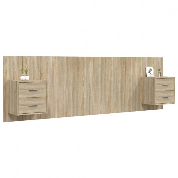 Tête de lit avec armoires Chêne sonoma Bois d'ingénierie