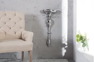 Support mural style baroque 60 cm en aluminium argenté