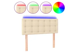Tête de lit à LED Crème 100x5x78/88 cm Tissu 2