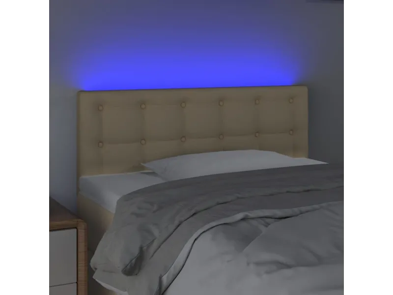 Tête de lit à LED Crème 100x5x78/88 cm Tissu