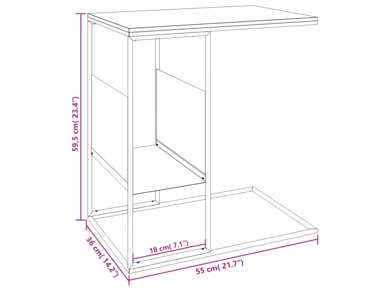 Table d'appoint Blanc 55x36x59,5 cm Bois d'ingénierie