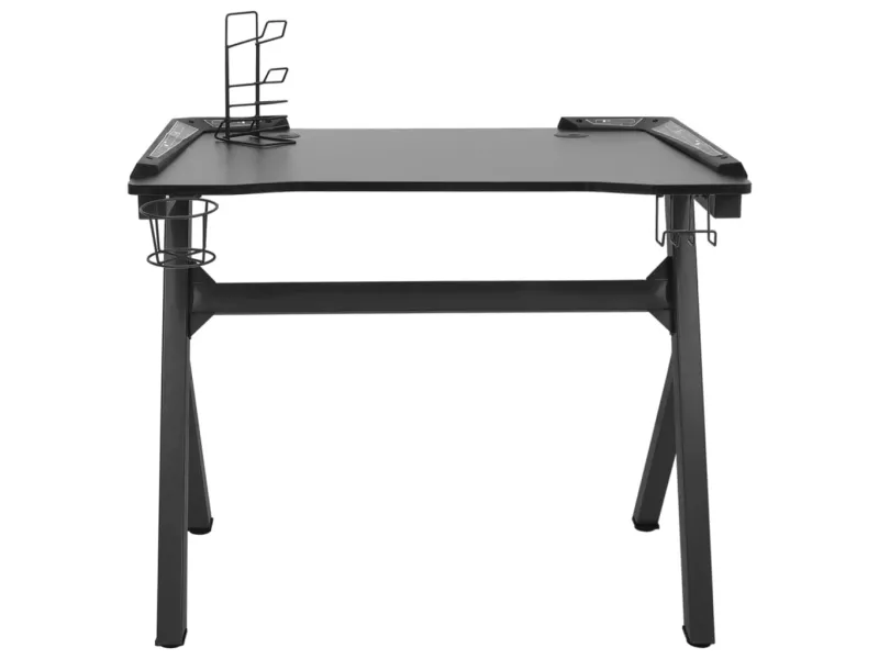 Bureau de jeu à LED en forme de Y noir 90x60x75 cm