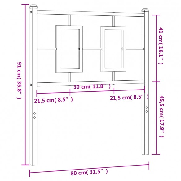 Tête de lit métal noir 75 cm