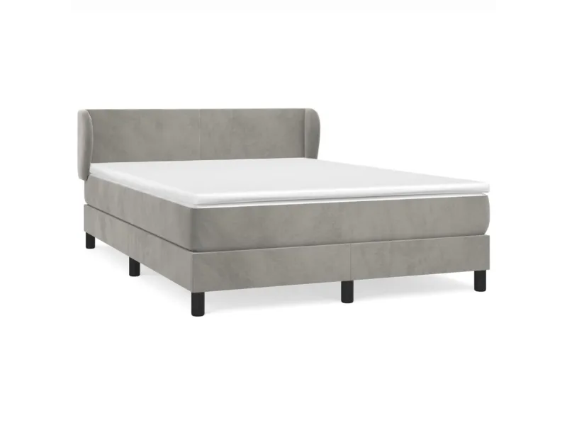 cadre de lit et matelas Gris clair 140x200cm Velours