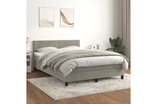 cadre de lit et matelas Gris clair 140x200cm Velours