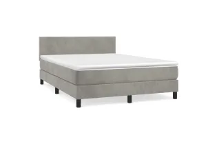 cadre de lit et matelas Gris clair 140x200cm Velours 2