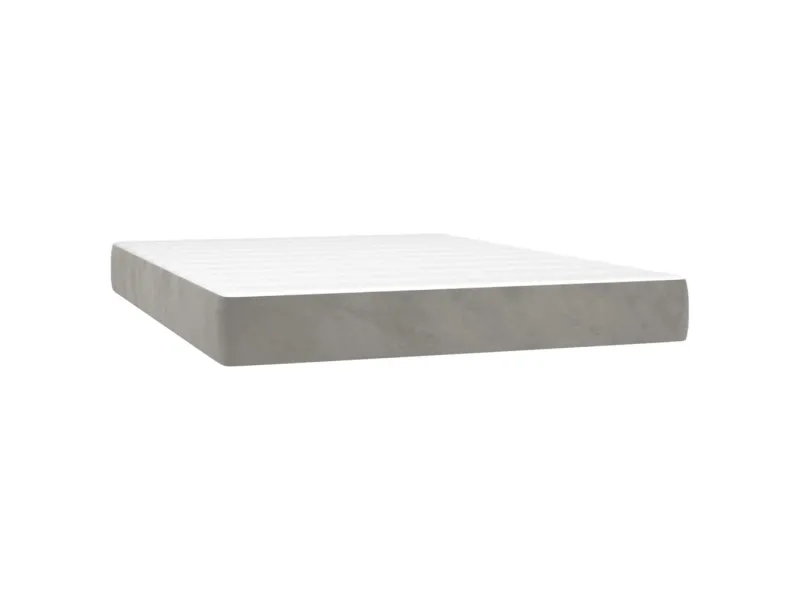 cadre de lit et matelas Gris clair 140x200cm Velours