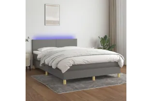 cadre de lit et matelas et LED Gris foncé 140x200 cm