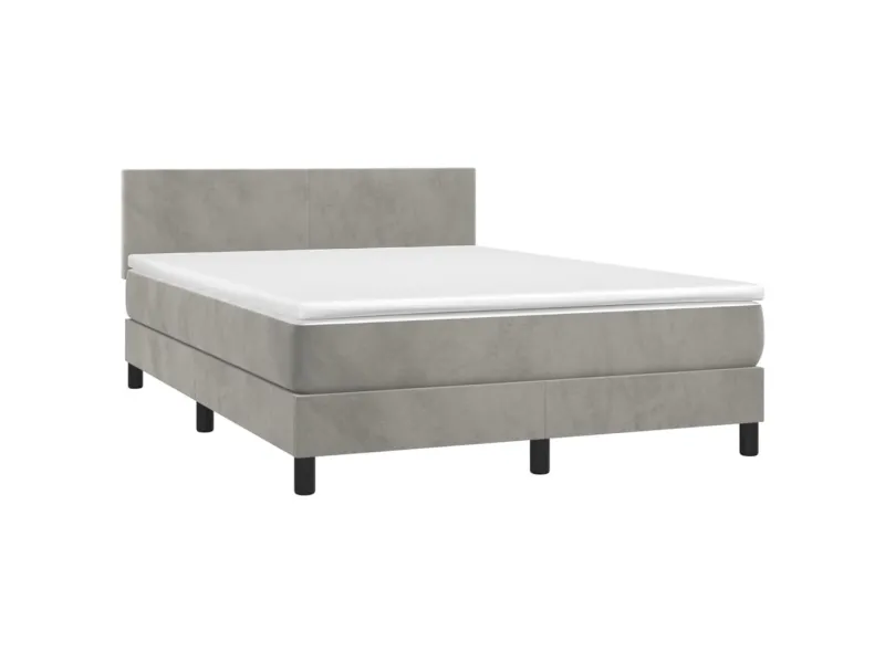 cadre de lit avec matelas LED Gris clair 140x200 cm