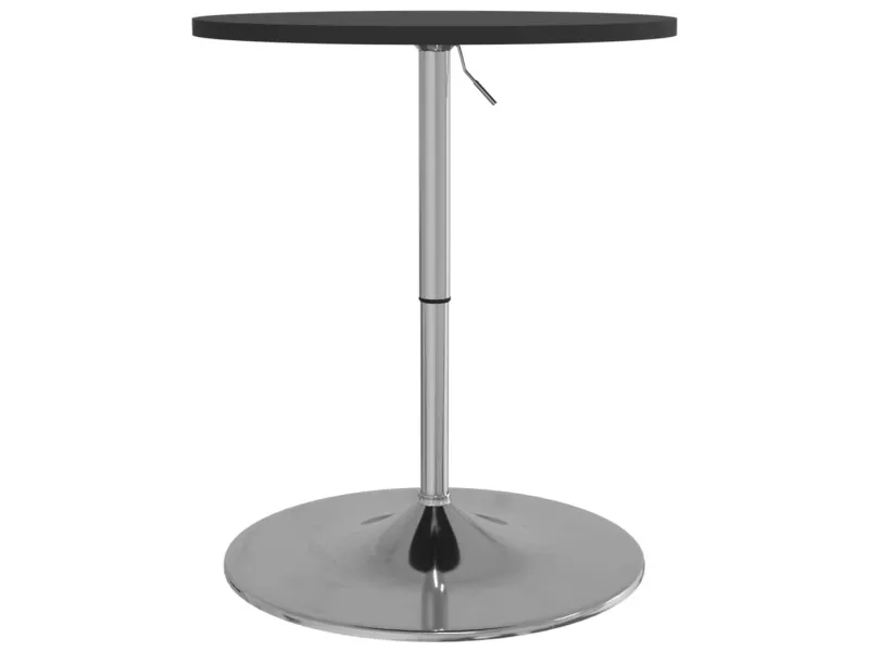 Table de bar noir 60x60x90 cm bois d'ingénierie et acier chromé