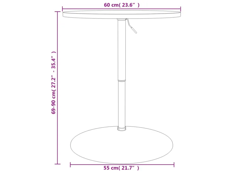 Table de bar noir 60x60x90 cm bois d'ingénierie et acier chromé
