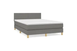 cadre de lit avec matelas Gris foncé 140x200cm Tissu 2