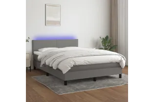 cadre de lit et matelas et LED Gris foncé 140x200 cm