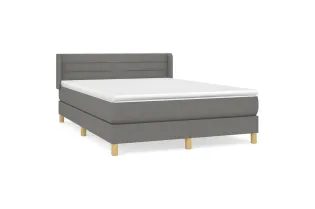 cadre de lit avec matelas Gris foncé 140x200cm Tissu 2