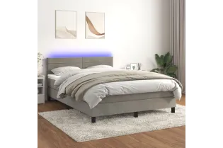 cadre de lit avec matelas LED Gris clair 140x200 cm