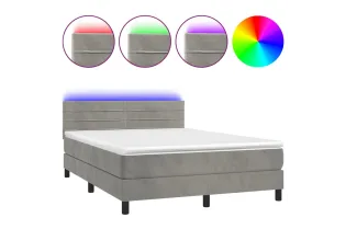 cadre de lit avec matelas LED Gris clair 140x200 cm 2