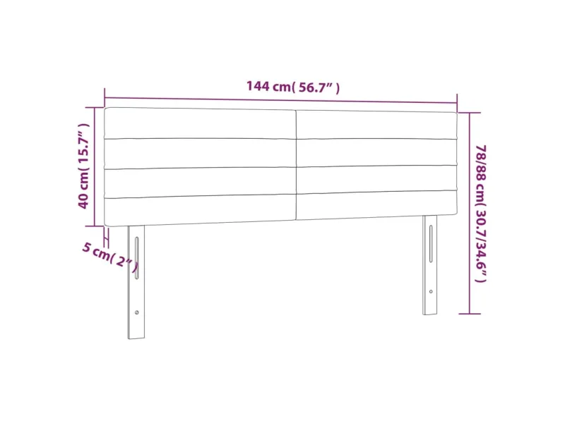 Tête de lit à LED Rose 144x5x78/88 cm Velours