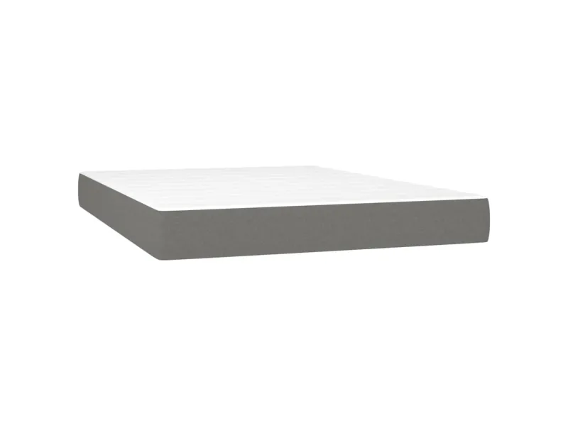 cadre de lit avec matelas Gris foncé 140x200cm Tissu