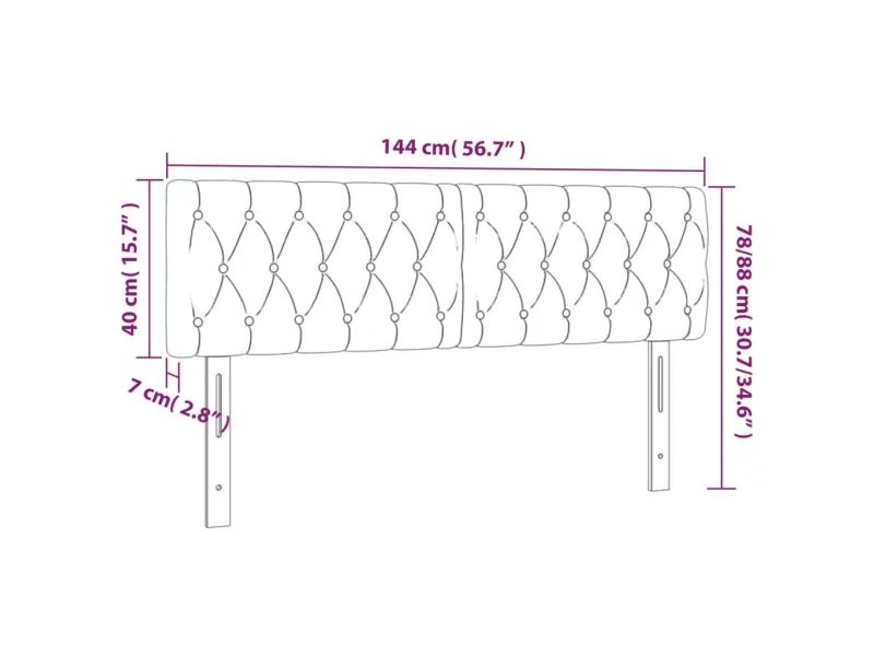 Tête de lit à LED Rose 144x7x78/88 cm Velours