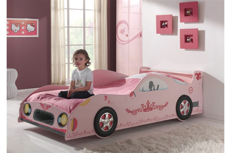 Lit voiture filles Hello Pretty - rose Moderne - Vipack