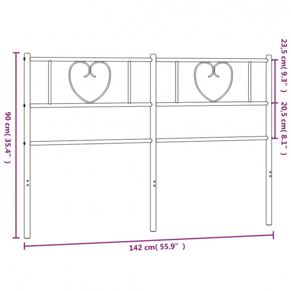 Tête de lit métal noir 135 cm