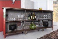 Table bar design alliant métal et bois  multicouleur