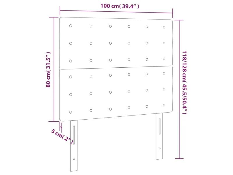 Tête de lit à LED Gris clair 100x5x118/128 cm Tissu
