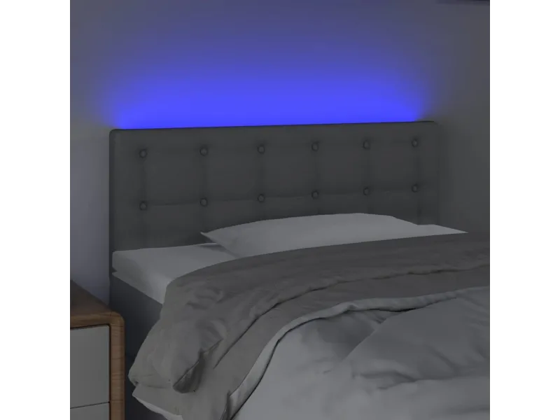 Tête de lit à LED Gris clair 100x5x78/88 cm Tissu