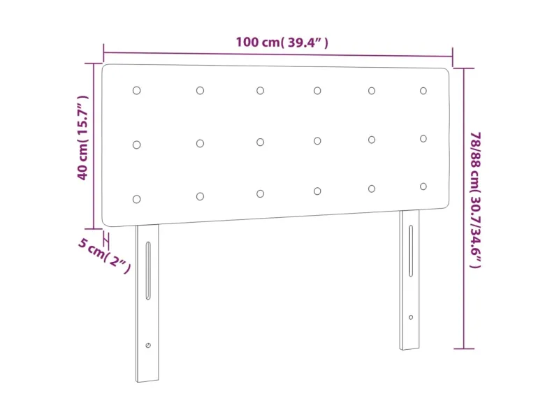 Tête de lit à LED Gris clair 100x5x78/88 cm Tissu