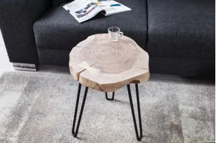 Table d'appoint en bois massif design industriel