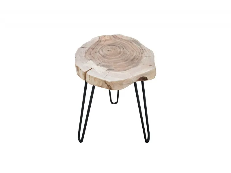 Table d'appoint en bois massif design industriel