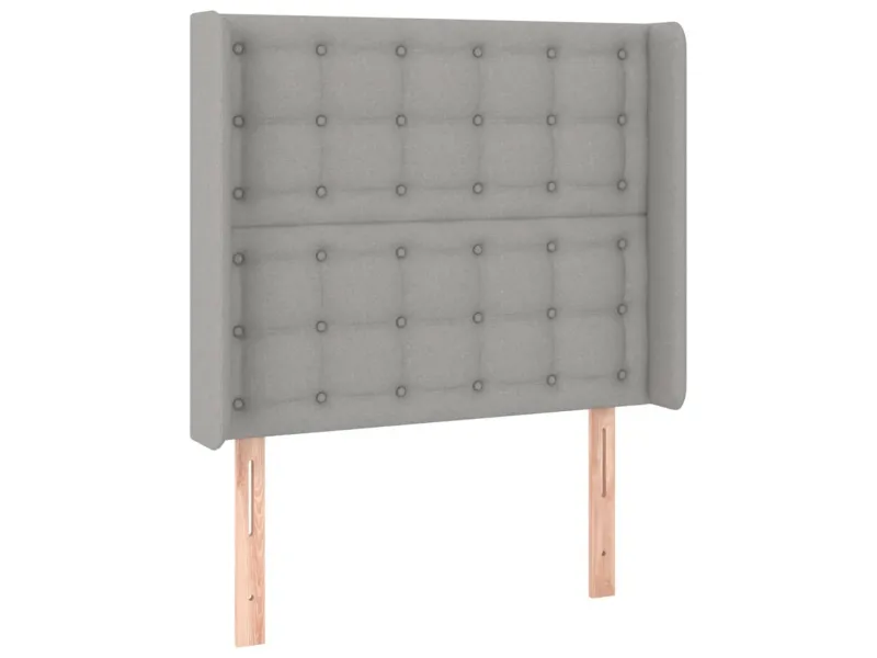 Tête de lit à LED Gris clair 93x16x118/128 cm Tissu