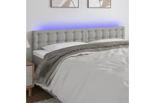 Tête de lit à LED Gris clair 200x5x78/88 cm Tissu