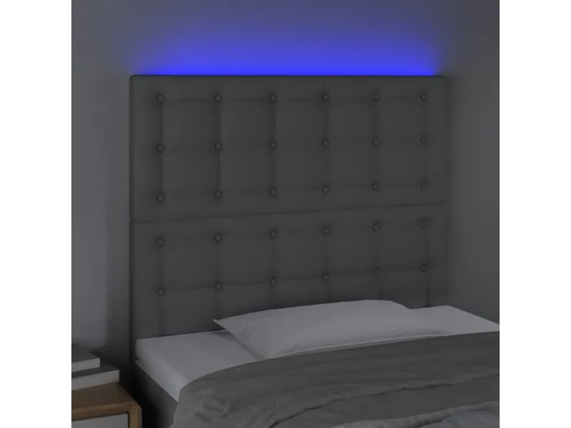 Tête de lit à LED Gris clair 90x5x118/128 cm Tissu